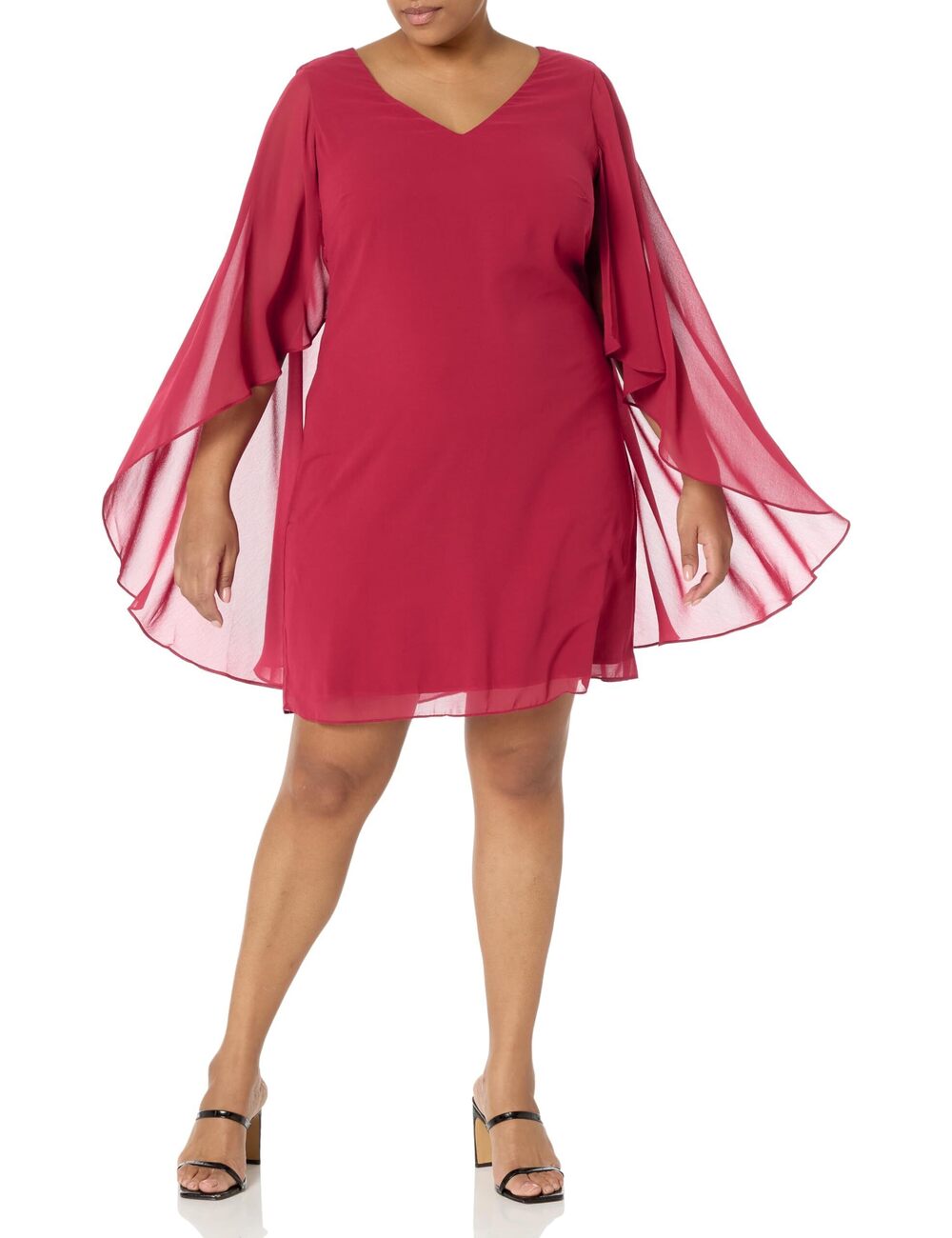 1452 Plus Size Nina Cape Dress Ruby